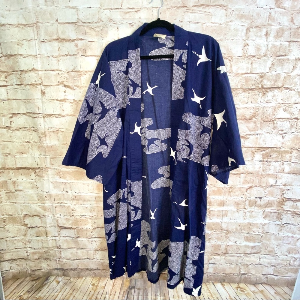 FP in Tokyo Vintage Kimono Navy Blue Crane Print